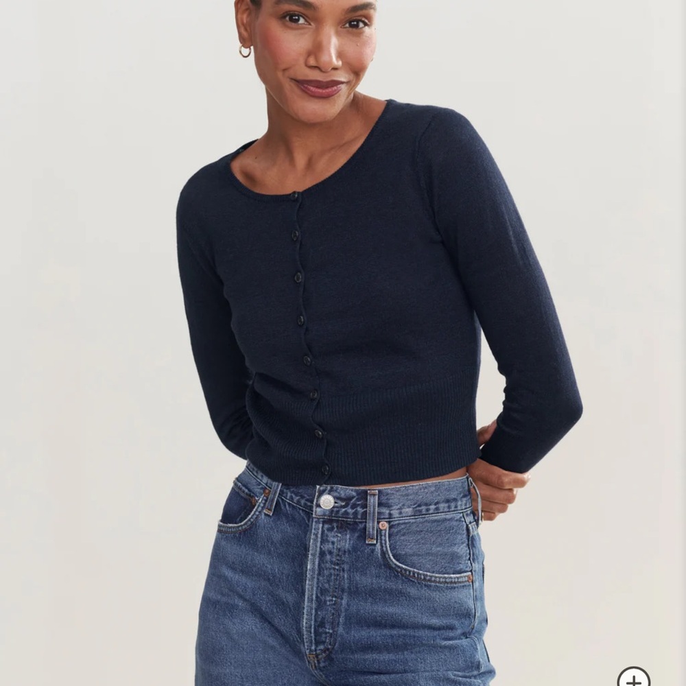 Jenni Kayne Linen-Cotton Finley Cardigan Navy Small - New With Tags
